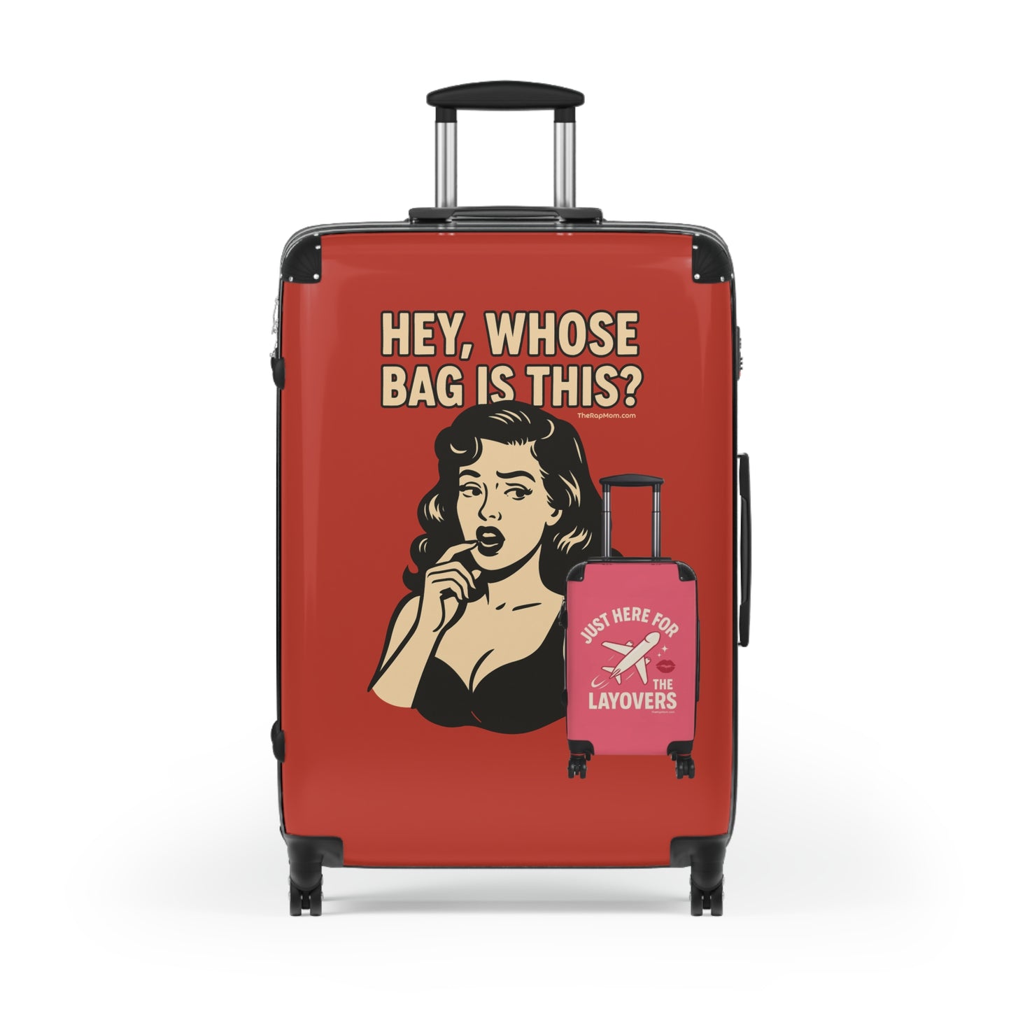 Spinner Luggage Carry-On and Checked Luggage Sizes (Small, Medium, Large) - Hey Whose Bag Is This Design