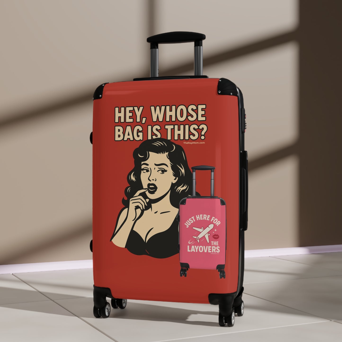 Spinner Luggage Carry-On and Checked Luggage Sizes (Small, Medium, Large) - Hey Whose Bag Is This Design