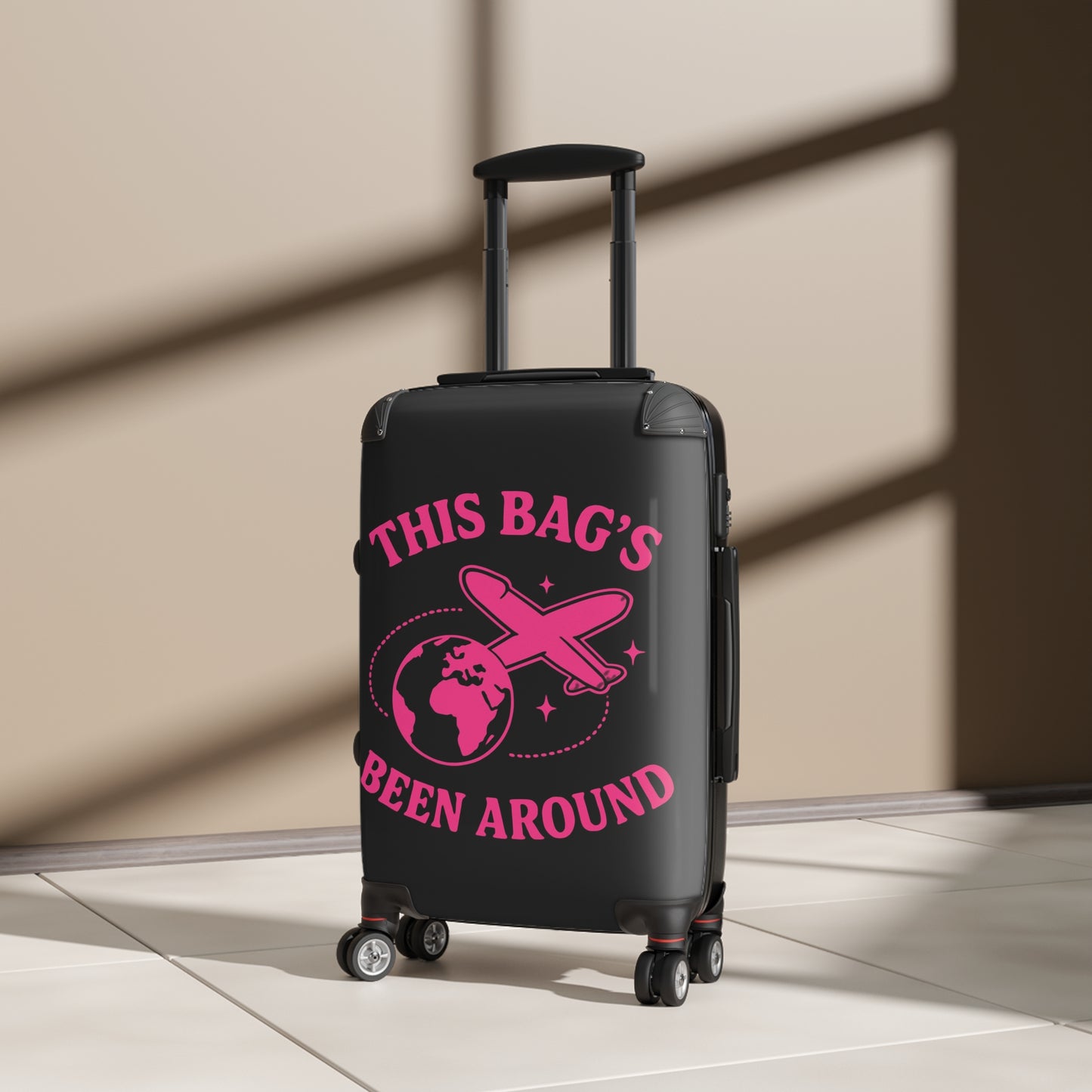 This Bag's Been Around (Jet World Version) — Spinner Luggage Carry-On and Checked Luggage Sizes (Small, Medium, Large)
