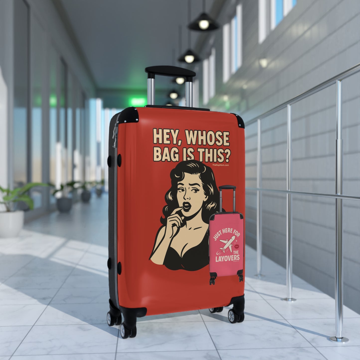 Spinner Luggage Carry-On and Checked Luggage Sizes (Small, Medium, Large) - Hey Whose Bag Is This Design