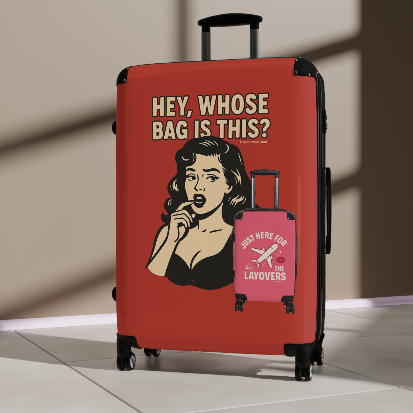 Spinner Luggage Carry-On and Checked Luggage Sizes (Small, Medium, Large) - Hey Whose Bag Is This Design