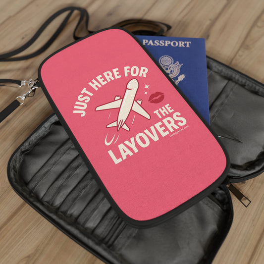 Playful Passport Wallet for Travelers - 'Just Here for the Layovers' - Travel Accessories, Gifts for Jetsetters, Airline Enthusiasts